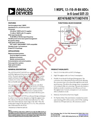 AD7476SRTZ-R2 datasheet  